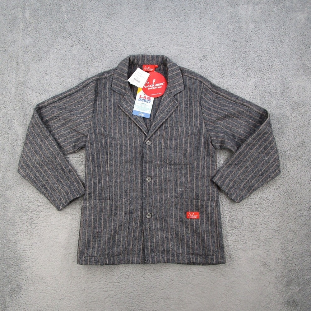Cookman Lab Jacket Mens Medium Gray Wool Mix Stripe Chore Coat 231-03415 NWT